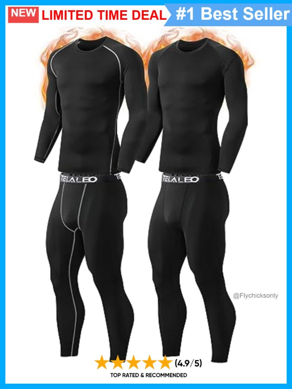 Mens Thermal Underwear Set Fleece Lined Long Johns Base Layer Shirts